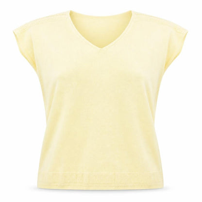 Bonmarché Womens Yellow V-Neck Viscose Pullover Jumper Size L