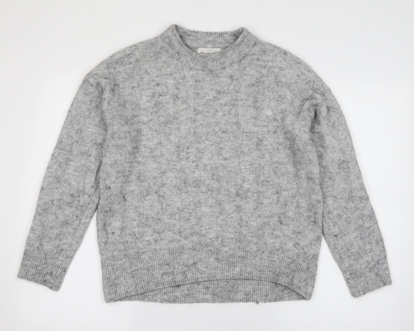 Label of Graded Goods Womens Grey Round Neck  Acrylic Pullover Jumper Size S