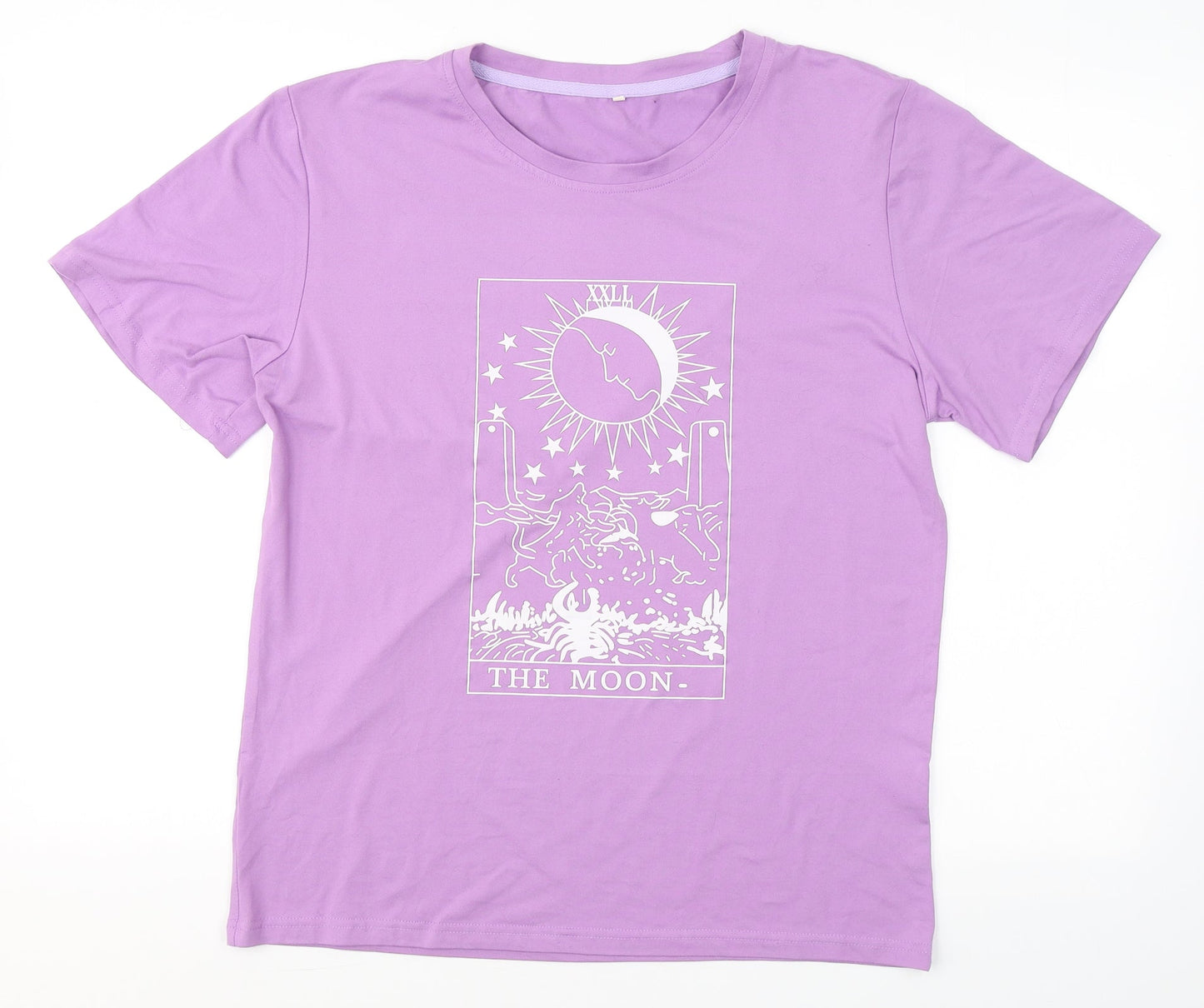 SheIn Womens Purple  Polyester Basic T-Shirt Size S Round Neck - The Moon
