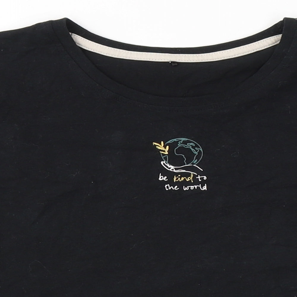 George Girls Black  Cotton Basic T-Shirt Size 12-13 Years Round Neck  - Be Kind