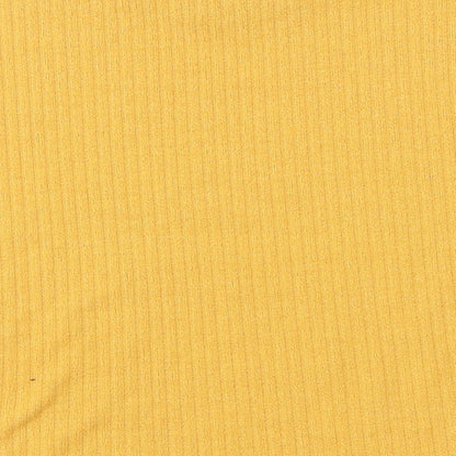 SheIn Womens Yellow  Polyester Cropped T-Shirt Size L Round Neck