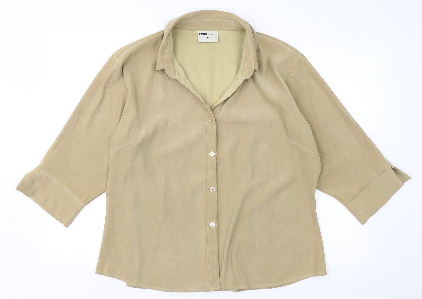 Womens UK Size 20 Sara Woman Beige Basic Button-Up
