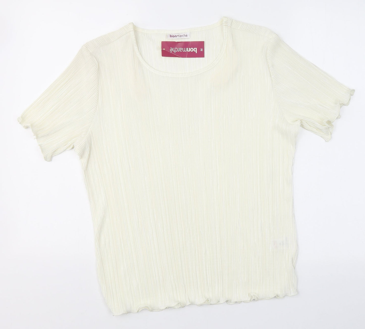 Bonmarché Womens Ivory  Polyester Basic Blouse Size M Round Neck