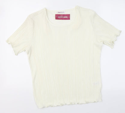 Bonmarché Womens Ivory  Polyester Basic Blouse Size M Round Neck