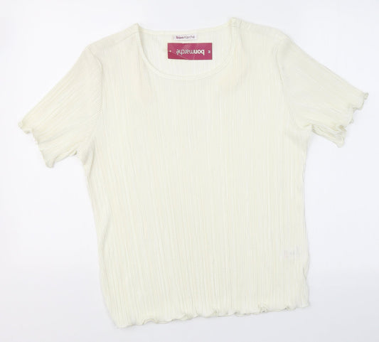 Bonmarché Womens Ivory  Polyester Basic Blouse Size M Round Neck