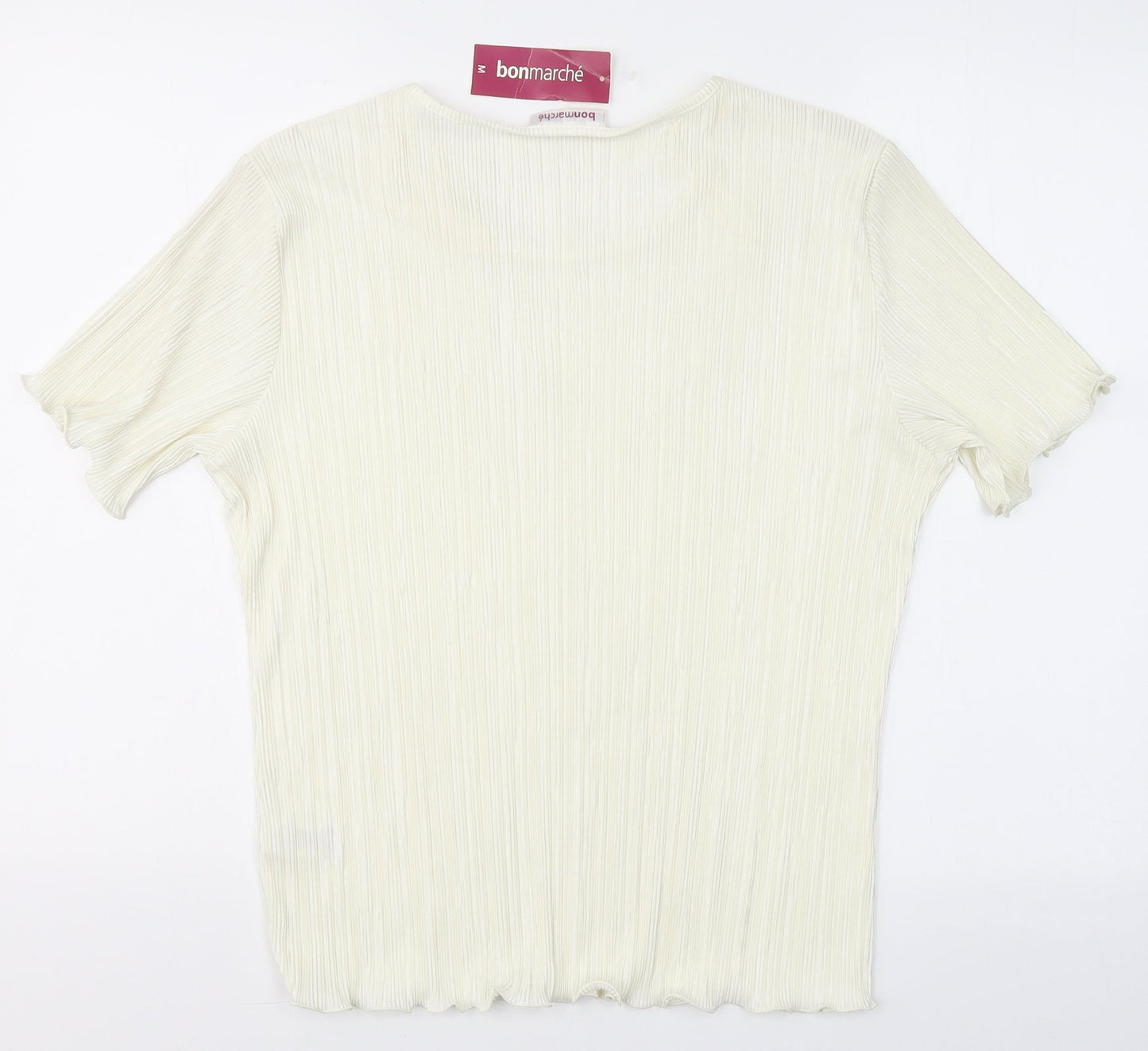 Bonmarché Womens Ivory  Polyester Basic Blouse Size M Round Neck