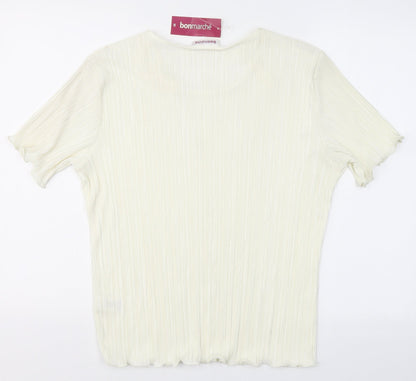 Bonmarché Womens Ivory  Polyester Basic Blouse Size M Round Neck