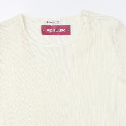 Bonmarché Womens Ivory  Polyester Basic Blouse Size M Round Neck