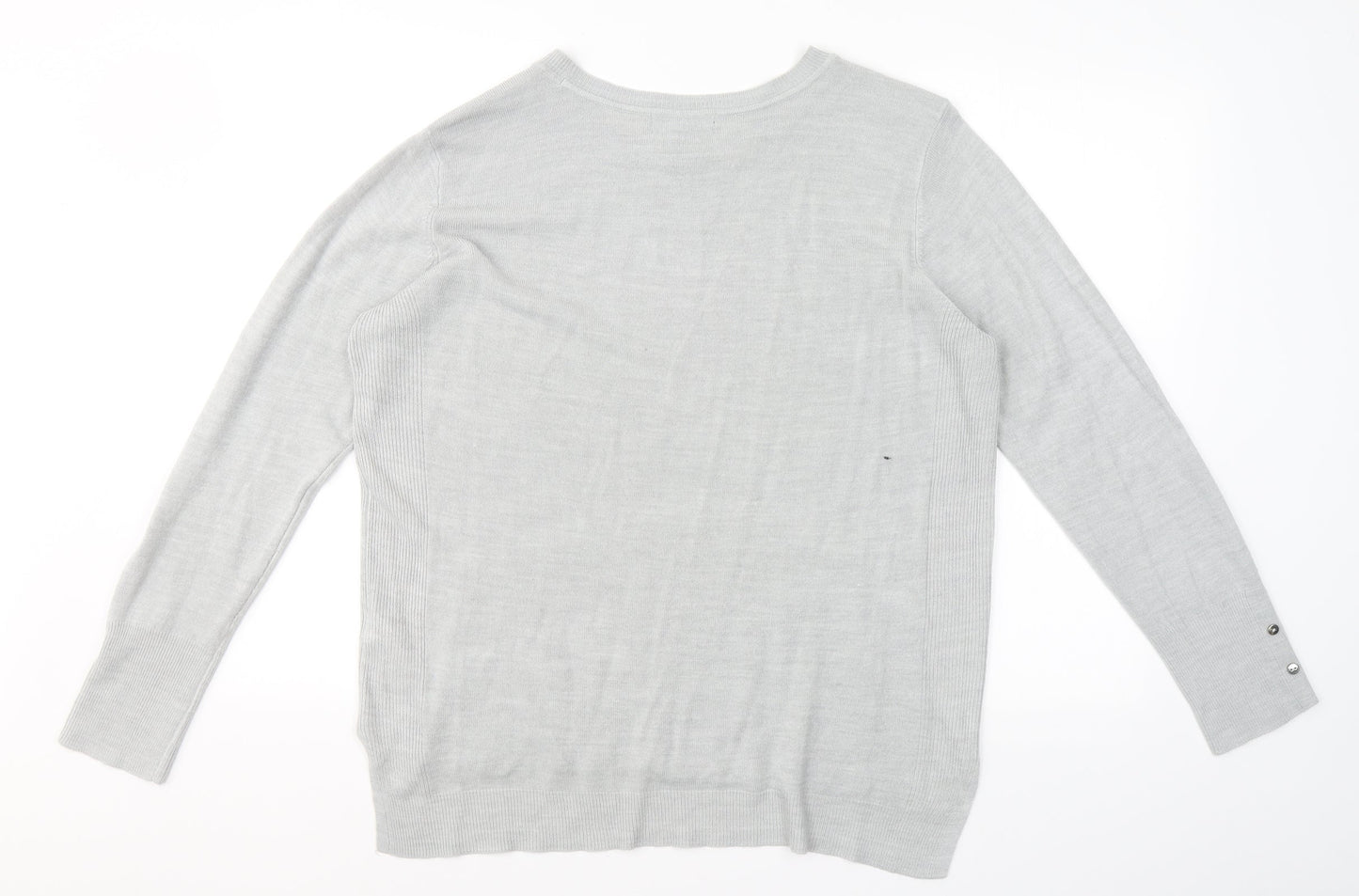 Primark Womens Grey Round Neck  Acrylic Pullover Jumper Size L