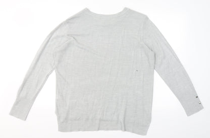 Primark Womens Grey Round Neck  Acrylic Pullover Jumper Size L