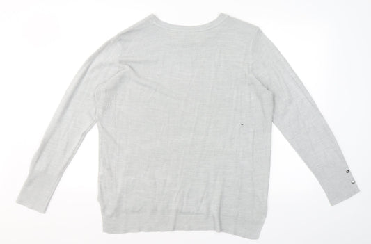 Primark Womens Grey Round Neck  Acrylic Pullover Jumper Size L