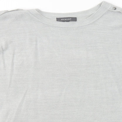Primark Womens Grey Round Neck  Acrylic Pullover Jumper Size L