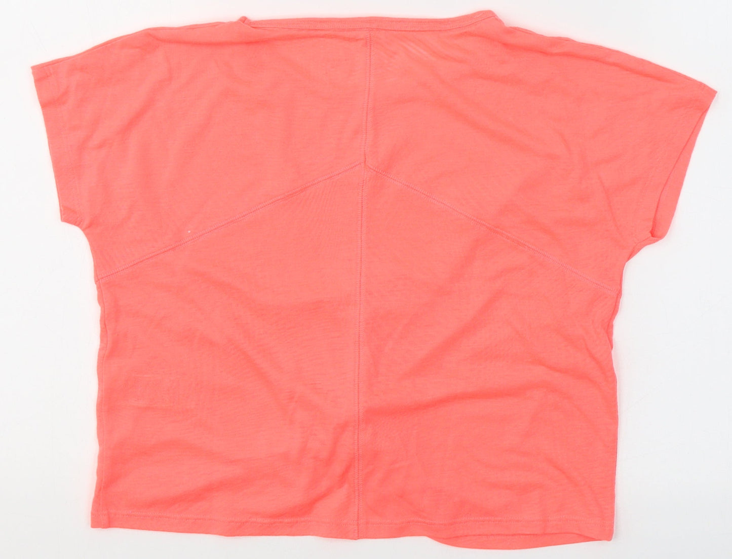 Marks and Spencer Girls Pink  Polyester Basic T-Shirt Size 9-10 Years Round Neck
