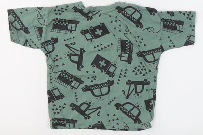 George Boys Green  Cotton Basic T-Shirt Size 2 Years Round Neck