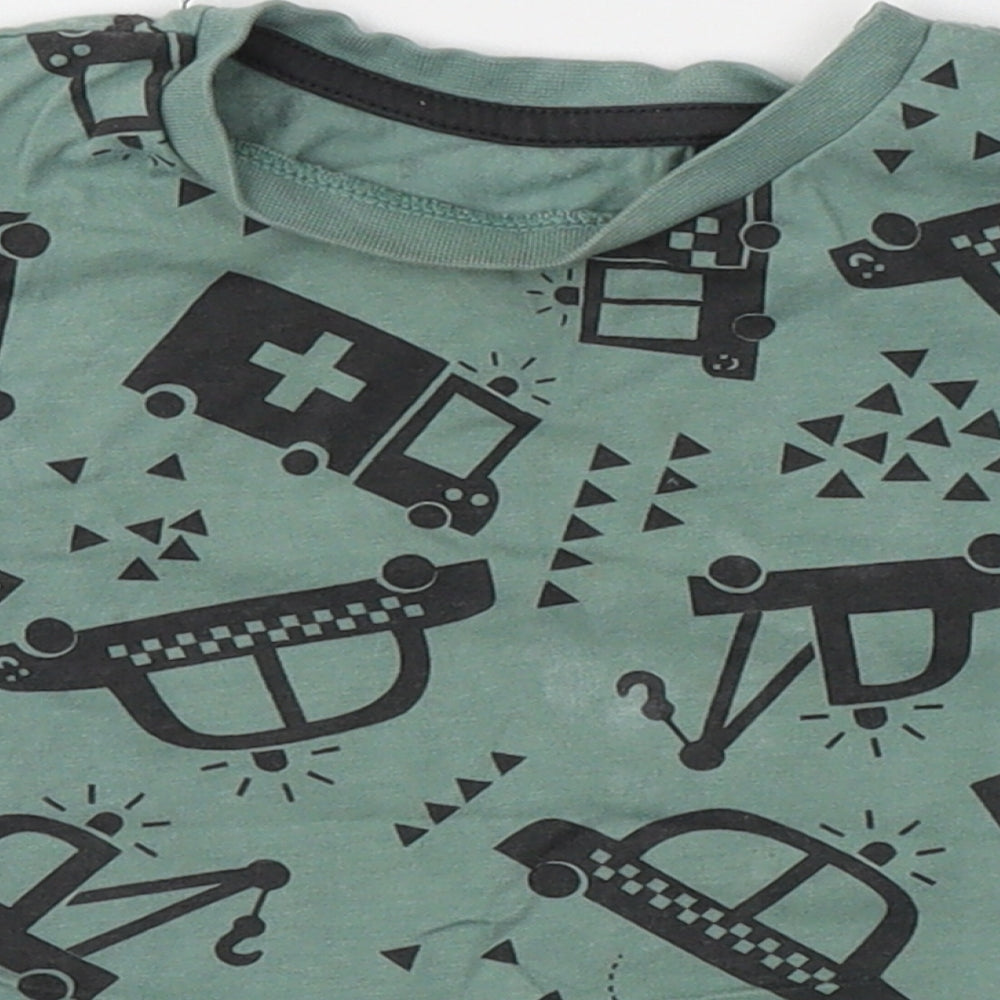 George Boys Green  Cotton Basic T-Shirt Size 2 Years Round Neck