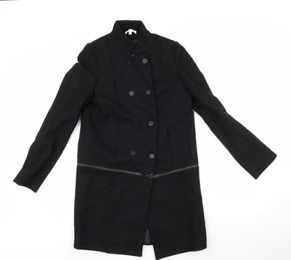Les Petites Womens Black   Overcoat Coat Size M  Button - removable zip