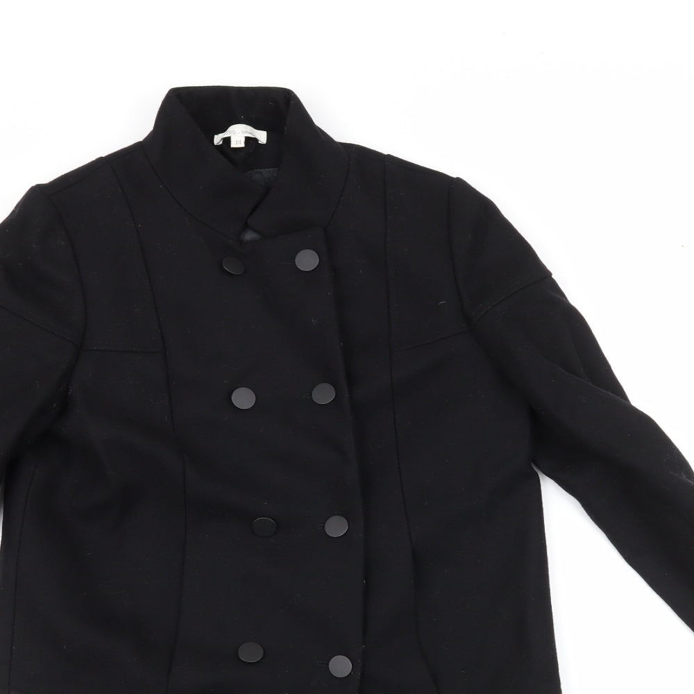 Les Petites Womens Black   Overcoat Coat Size M  Button - removable zip