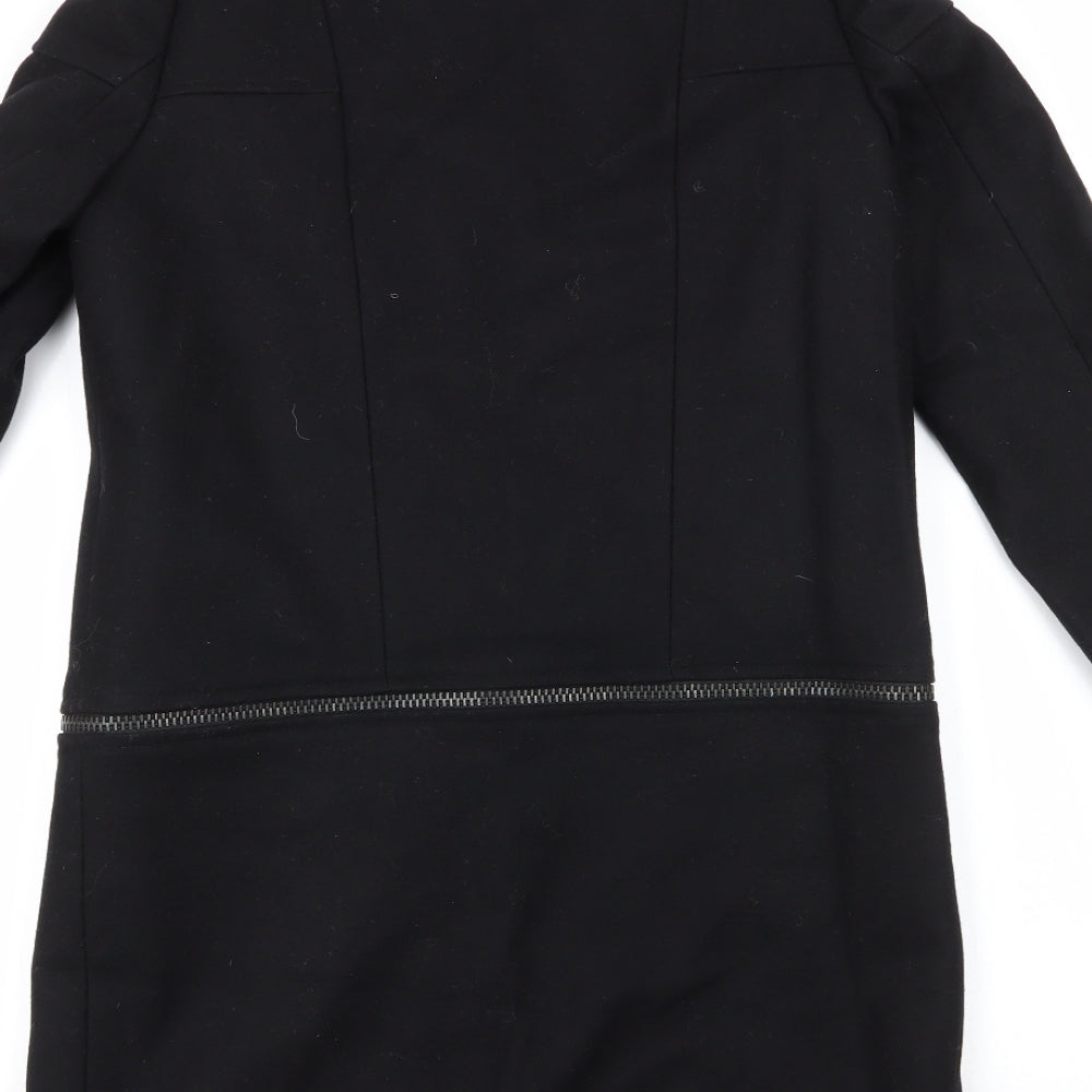 Les Petites Womens Black   Overcoat Coat Size M  Button - removable zip