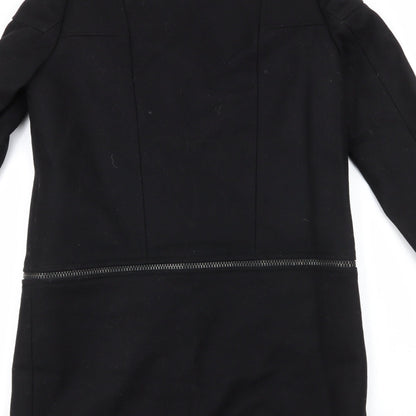Les Petites Womens Black   Overcoat Coat Size M  Button - removable zip