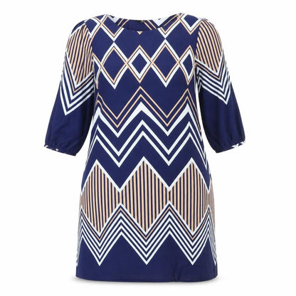 Izabel London Womens Blue Striped Polyester Shift  Size 12  Round Neck Pullover
