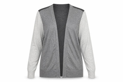 Front view of Marks & Spencer women’s grey viscose cardigan jumper, size UK 12