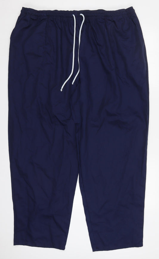 Preworn Mens Blue  Polyester Trousers  Size 3XL L32 in Regular Drawstring