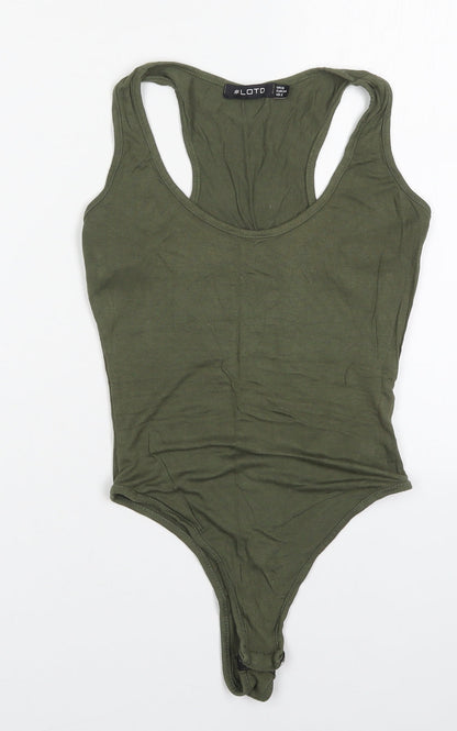 LOTD Womens Green  Viscose Bodysuit One-Piece Size 6  Button