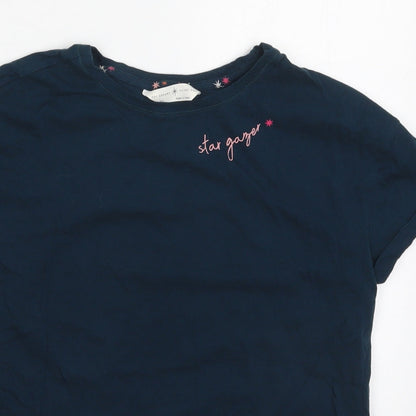 Marks and Spencer Womens Blue  Cotton Top Pyjama Top Size XS   - Star Gazer