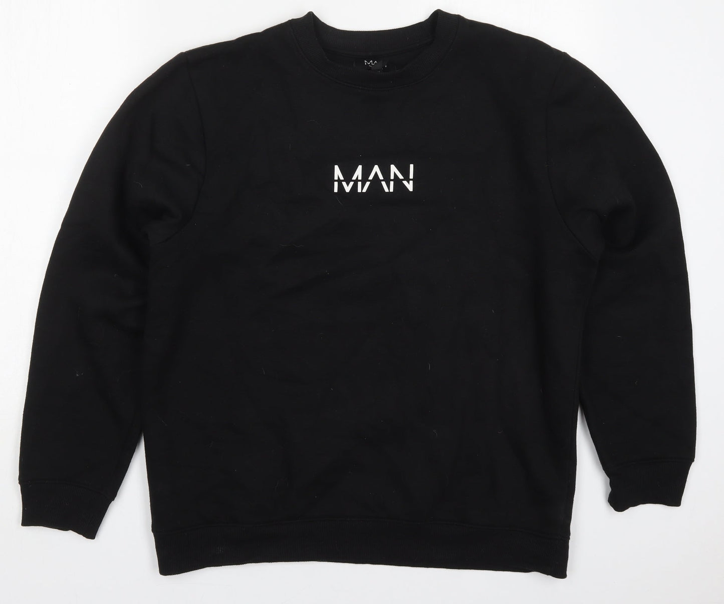 Mens UK Size M Boohoo MAN Black Pullover Sweatshirt