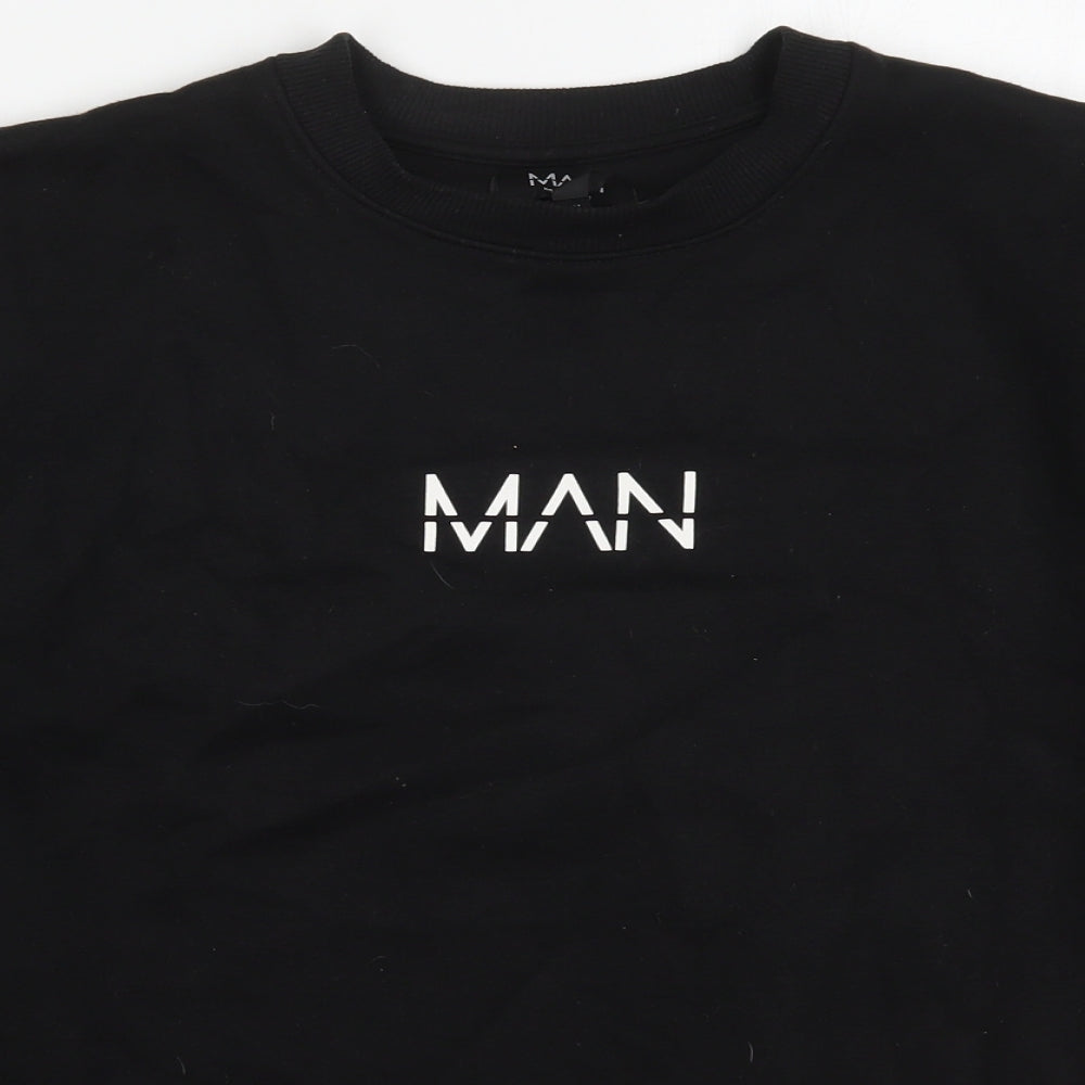 Mens UK Size M Boohoo MAN Black Pullover Sweatshirt