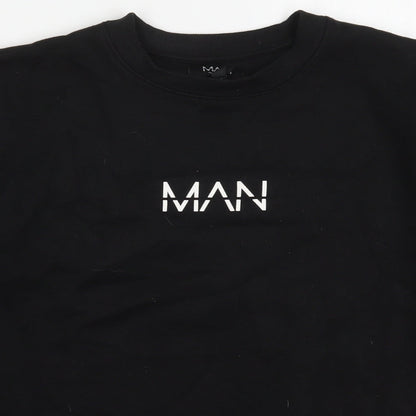 Mens UK Size M Boohoo MAN Black Pullover Sweatshirt