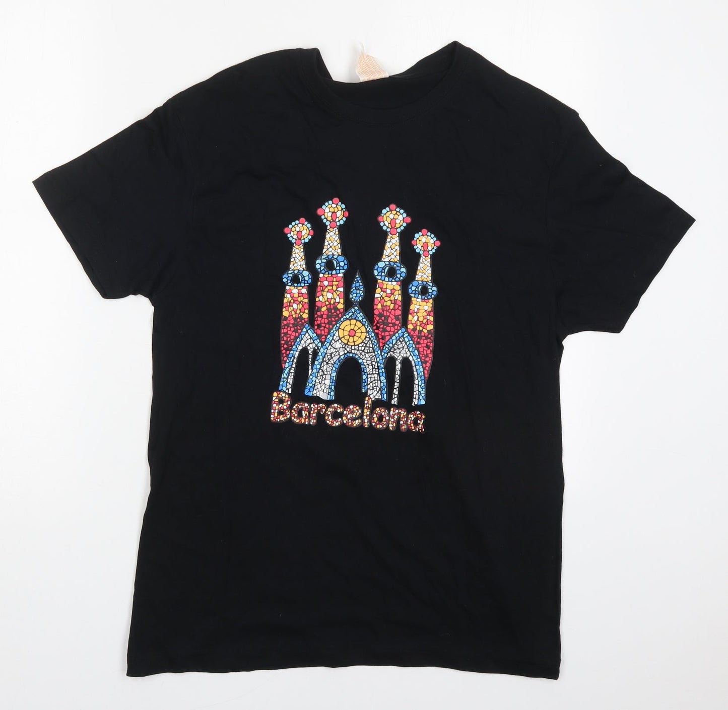 JHK Mens Black  Cotton  T-Shirt Size M Crew Neck  - Barcelona