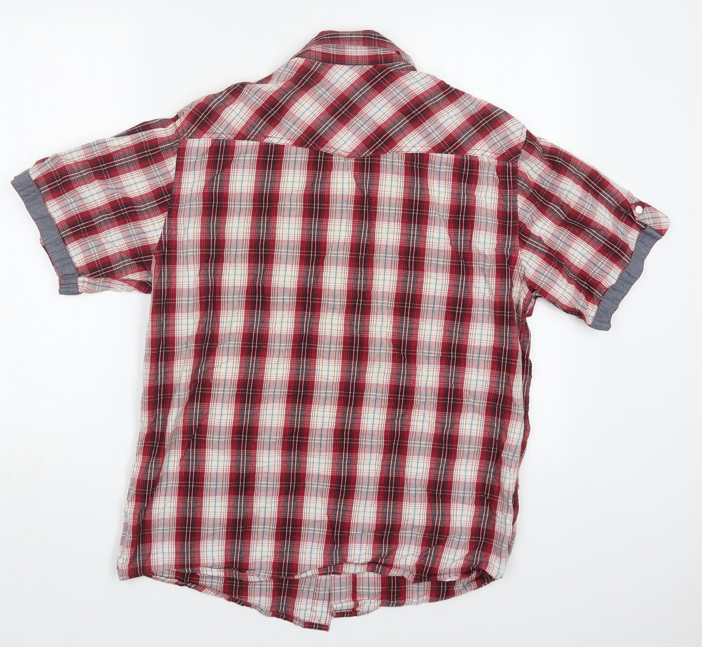 Mens UK Size L Cedar Wood State Red  Button-Up Short Sleeve Casual Shirt