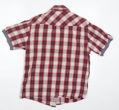 Mens UK Size L Cedar Wood State Red  Button-Up Short Sleeve Casual Shirt
