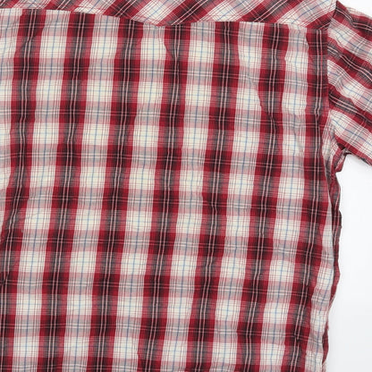 Mens UK Size L Cedar Wood State Red  Button-Up Short Sleeve Casual Shirt
