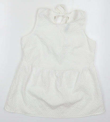 F&F Womens White  Polyester Basic Tank Size 14 Round Neck