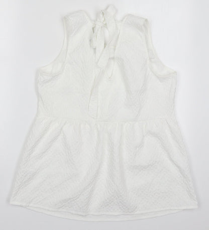 F&F Womens White  Polyester Basic Tank Size 14 Round Neck