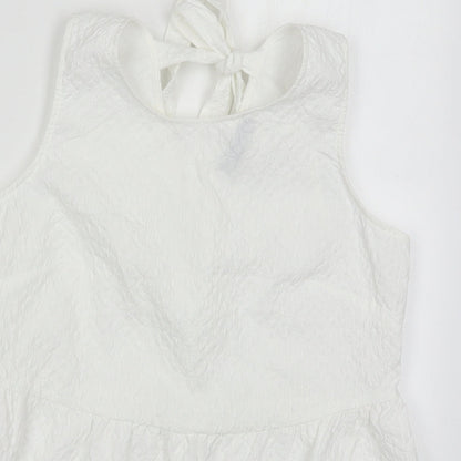 F&F Womens White  Polyester Basic Tank Size 14 Round Neck