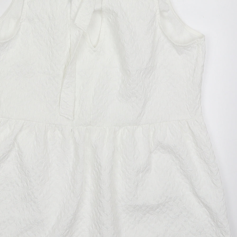 F&F Womens White  Polyester Basic Tank Size 14 Round Neck