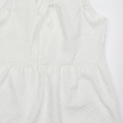 F&F Womens White  Polyester Basic Tank Size 14 Round Neck