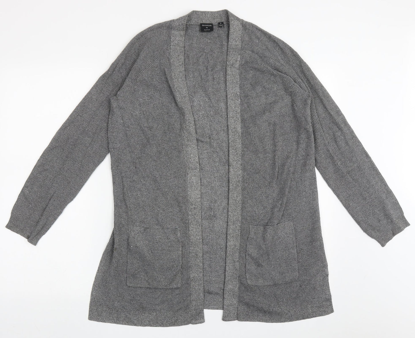 devotion by cyrus Womens Grey V-Neck  Polyester Cardigan Jumper Size S