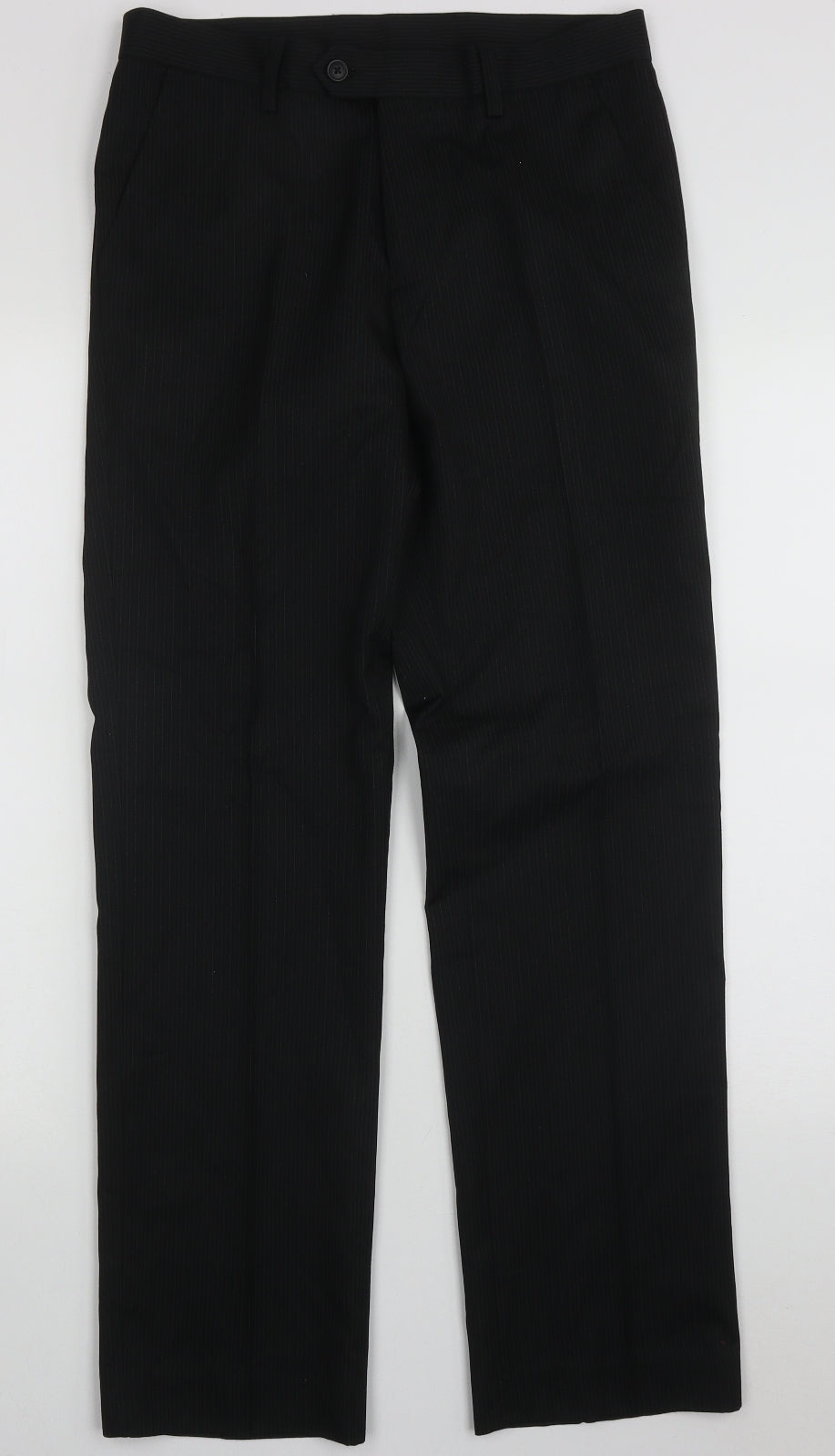 nesxt Mens Black Striped Polyester Trousers  Size 30 L30 in Regular Button