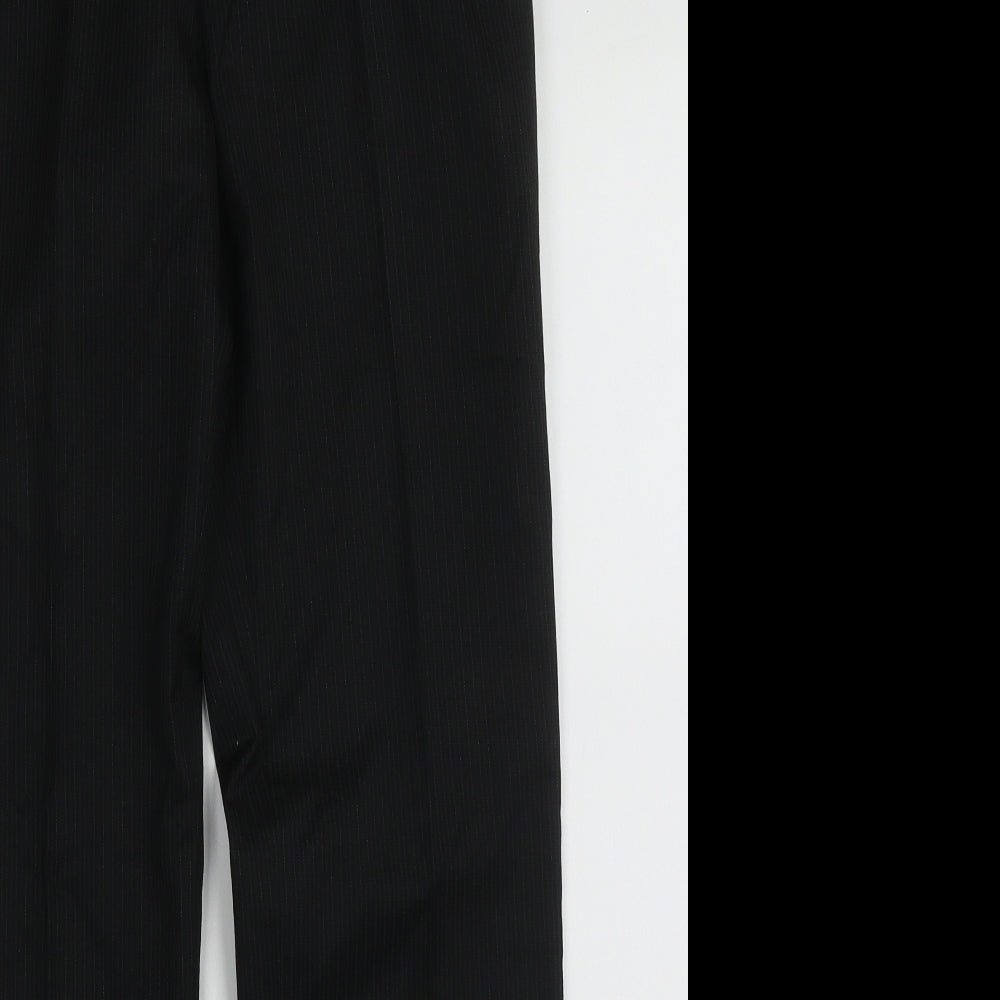nesxt Mens Black Striped Polyester Trousers  Size 30 L30 in Regular Button