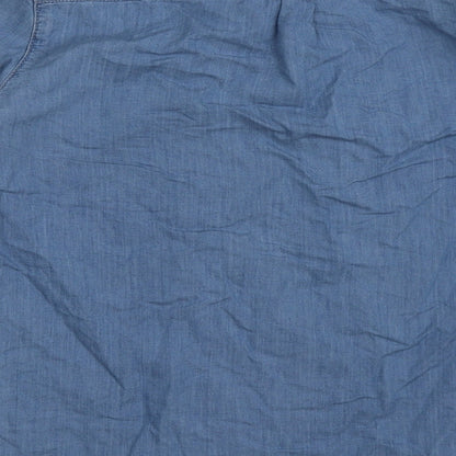 Topshop Womens Blue  Cotton Basic Button-Up Size 8 Collared