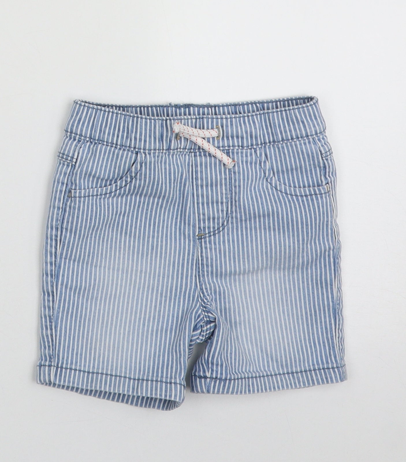 Primark Boys Blue Striped Cotton Shorts Outfit/Set Size 12-18 Months  Tie