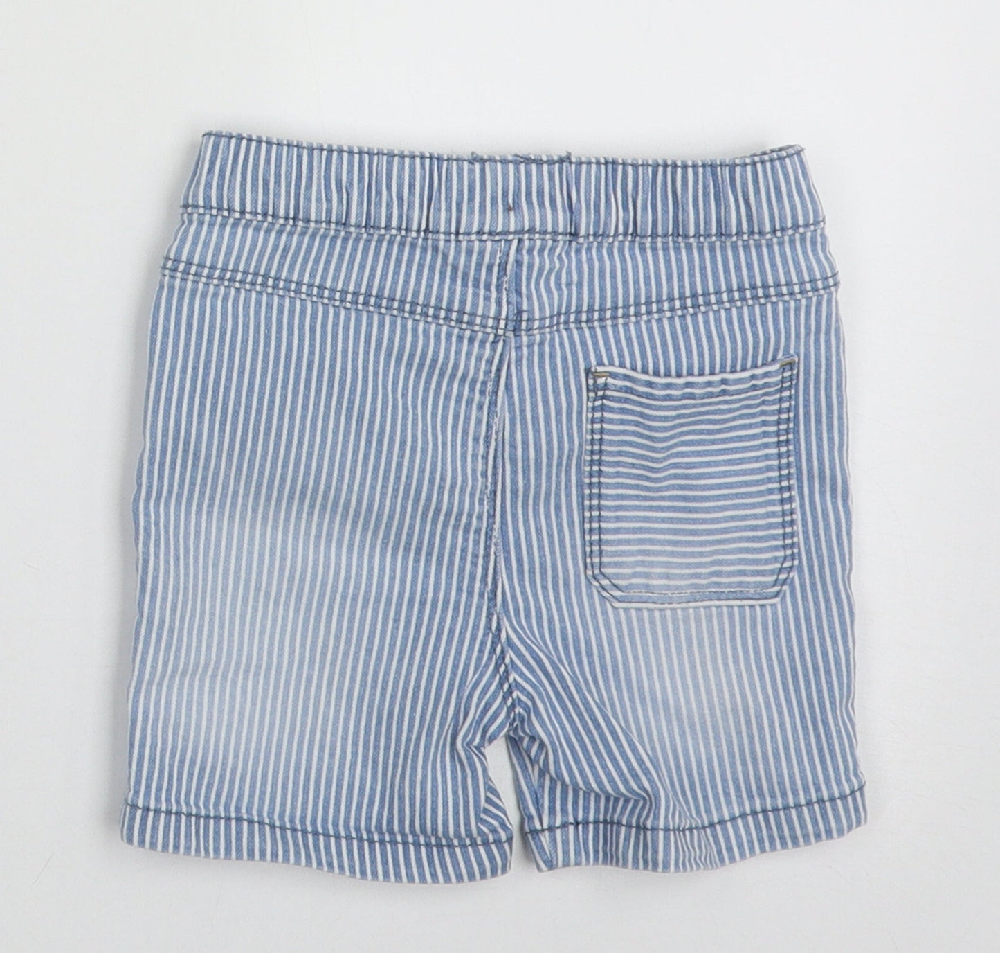 Primark Boys Blue Striped Cotton Shorts Outfit/Set Size 12-18 Months  Tie