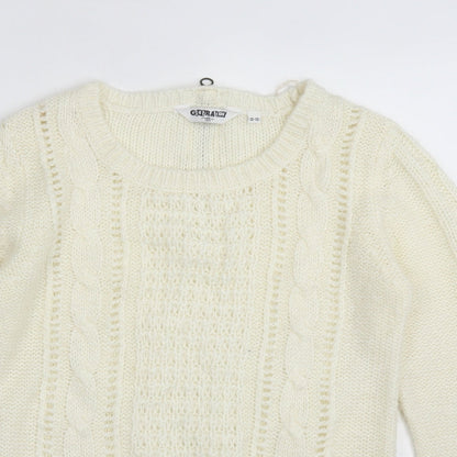 Generation New Look Girls White Crew Neck Geometric Acrylic Pullover Jumper Size 12-13 Years  Zip