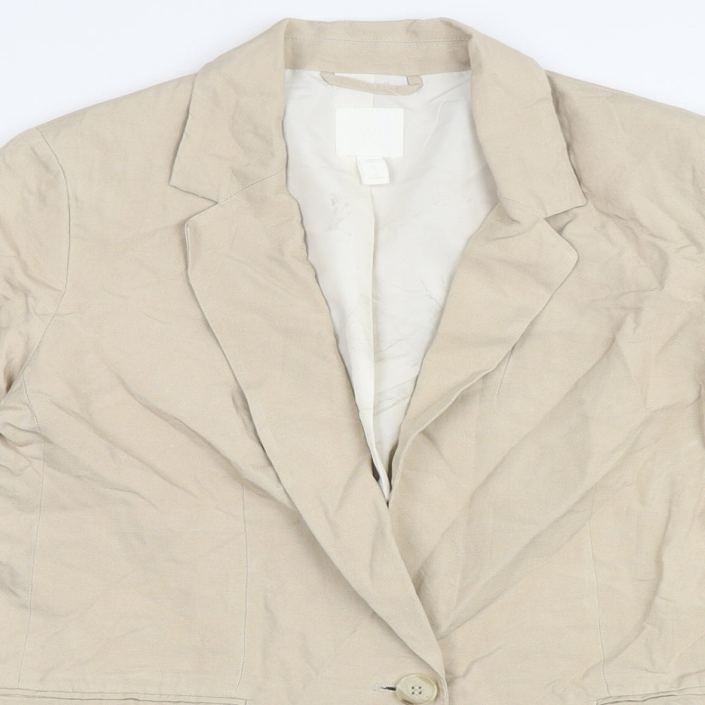 H&M Womens Beige   Jacket Blazer Size 12  Button