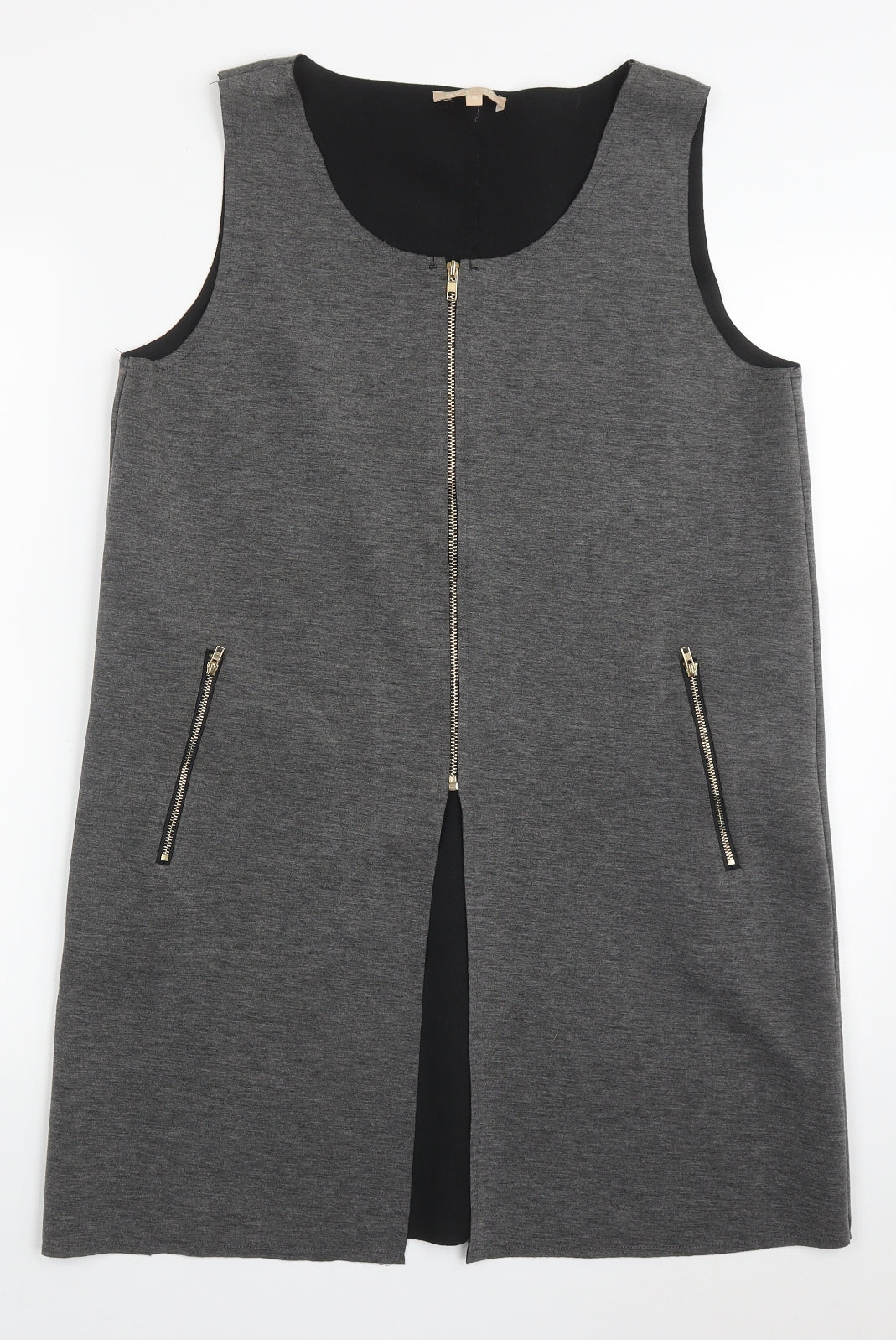 By Swan Womens Grey  Cotton A-Line  Size M  Scoop Neck Zip