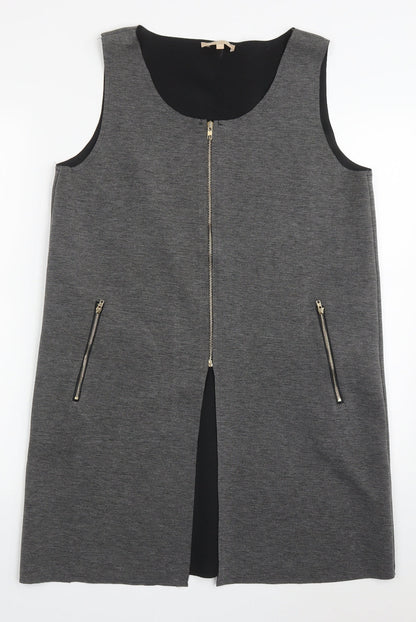 By Swan Womens Grey  Cotton A-Line  Size M  Scoop Neck Zip